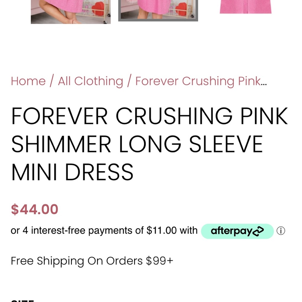 Pink Lily XS Forever Crushing Pink Shimmer Long Sleeve Mini Dress - Picture 5 of 7
